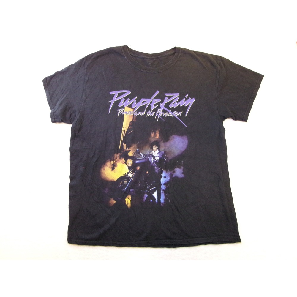 Prince Purple Rain Graphic T-Shirt Black Short Sleeve Large Movie Musicโ Tee
